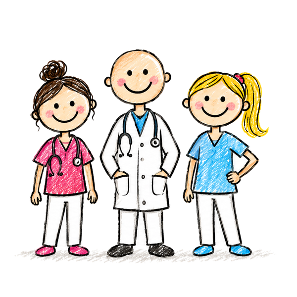 Unser Praxisteam als Kinderzeichnung